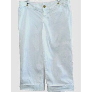 BANANA REPUBLIC 6 CONTOURED FIT White Stretch Capri Cropped Pants Cotton Lined